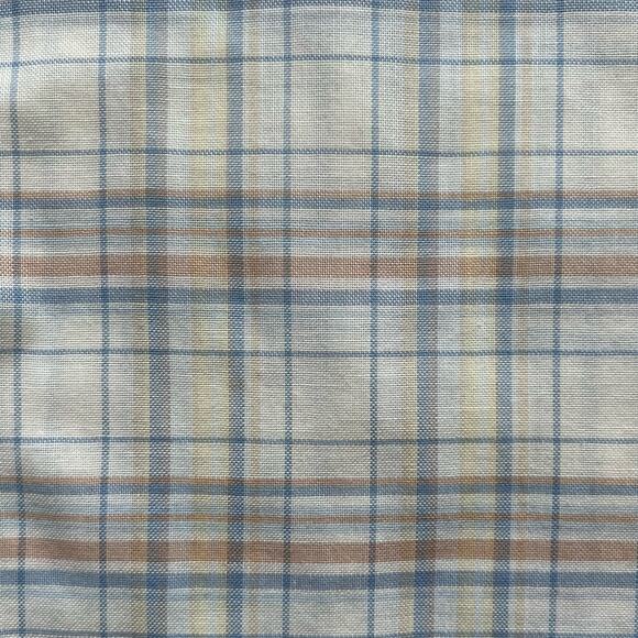 Vintage Ivy Classics Tan Blue Orange Plaid Button Down Short Sleeve Shirt XL USA - Picture 4 of 10